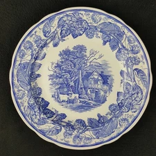 SPODE Rural Scenes 1882 Blue Room Collection 10.5” Plate Made in England Vintage