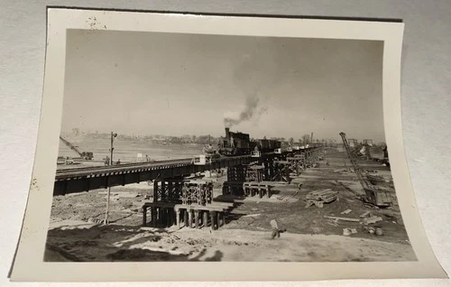 Rare Antique American Wesel Railway Bridge US Army Reconstruction Snapshot Photo