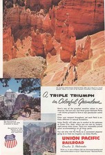 1956 Union Pacific Railroad: Grand Canyon, Zion Vintage Print Ad