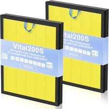 2 Pack Vital 200S Pet Allergy Filter for LEVOIT Air Purifier HEPA 3-in-1 Yellow