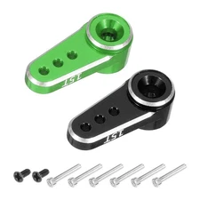 Aluminum Alloy 15T Steering Servo Arm Horn Green, Black for RC Car 2 Pcs