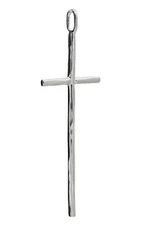 Long Hammered Cross Pendant - 925 Sterling Silver - Faith Religious Christian