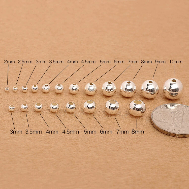 30PCS Argento Perline Lega Rotondo Perline Distanziatrice per Gioielli Fai da Te - Immagine 3 di 4