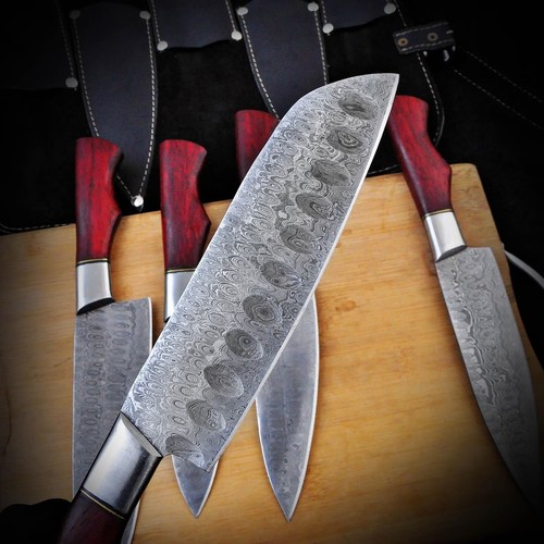 CUCHILLO DE CHEF DE ACERO DAMASCO FORJADO A MANO Juego Cuchillos de Cocina Mejores Regalos de EE. UU. - Imagen 7 de 7