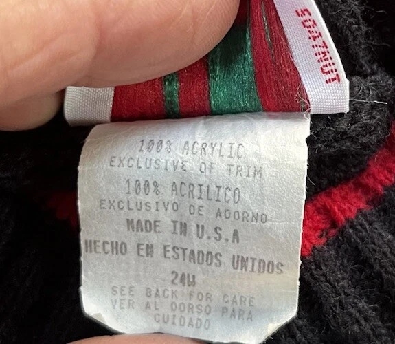 Nutcracker  Holiday Sweater Black White Teddy Bear Christmas USA Made 24W