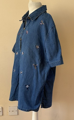 Camisa vaquera para mujer talla 16-18 vintage cachemira floral - Imagen 3 de 7
