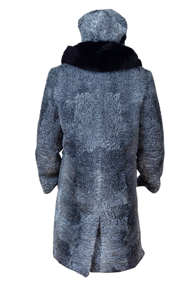 Casaco longo masculino cinza pele de cordeiro persa real colarinho de pele FOX todos os tamanhos pré-venda - Imagem 4 de 4