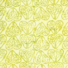 Island Batik - Citron Breeze - Celtic Hearts - Green Celery, BTY