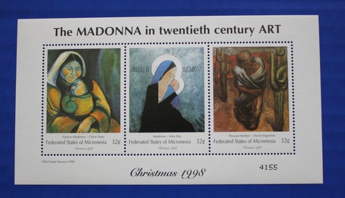 Micronesia (#321-323) 1998 La Virgen en el Arte del Siglo XX Juego de hojas de recuerdo - Imagen 2 de 4