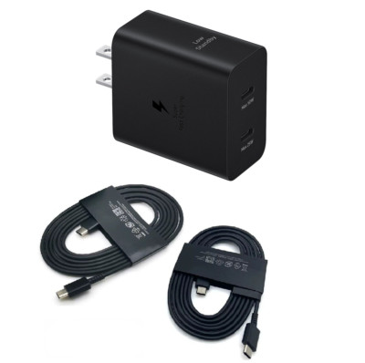 Genuine Samsung 50W Charger and 2 x 6ft USB-C Cable for Galaxy S23 S24 S25 Ultra