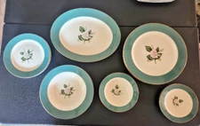 VGUC Large Lot of Century Service Corp~"Emerald"~Semi Vitreous Dinnerware~17 pcs