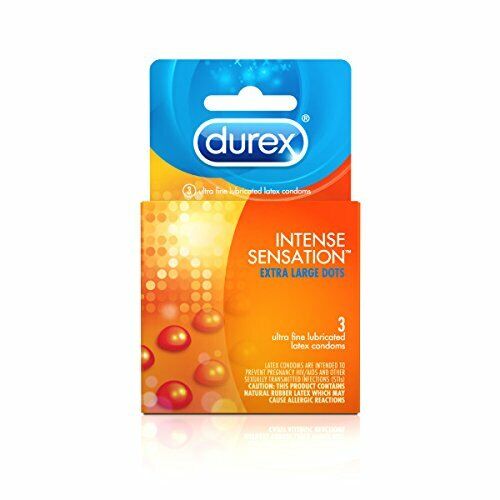 Durex Intense Sensation Dotted Condom, 3 ct, Ultra Fine & Lubricated - Picture 1 of 6