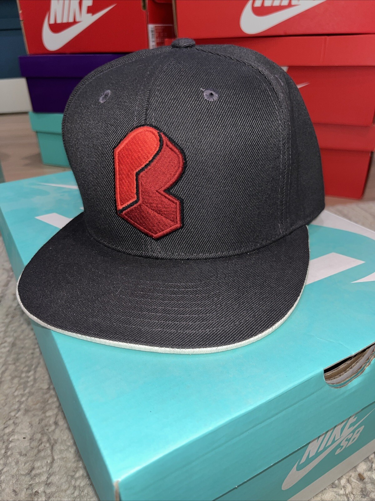PL Monogram Fitted Hat (Black/Red)