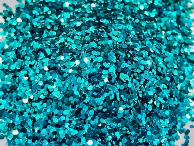 ''Serene'' Turquoise Glitter Medium Hexagon Cut