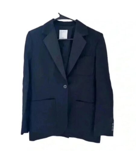 Sandro Black Syane Tailored Fit Satin Double Breasted Blazer Size 4