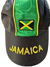 JAMAICA Embroidered Adjustable Baseball Cap/Hat Black Yellow W/Flag