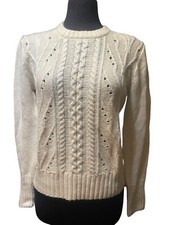 J. Crew ivory cable knit sweater size small