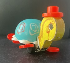 Vintage Fisher Price 1962 Tip Toe Turtle Wooden Pull Toy #773 w/ Working Bell