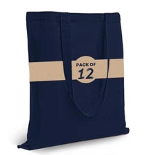 Pack Of 6 100% Cotton Reusable Bulk Grocery Tote Bag Suitable for Shopping DI...