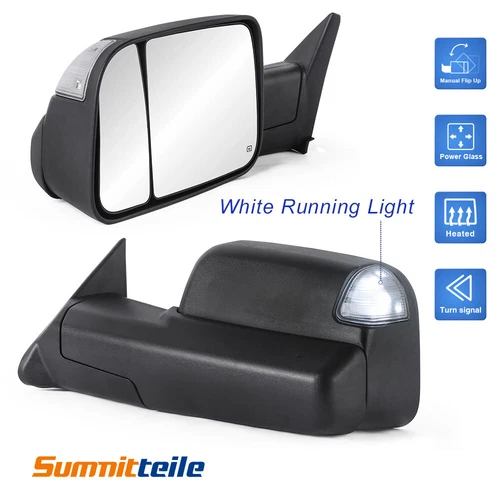 Power Heated Tow Mirrors w/White Running Light For 1998-2002 Dodge Ram 2500 3500