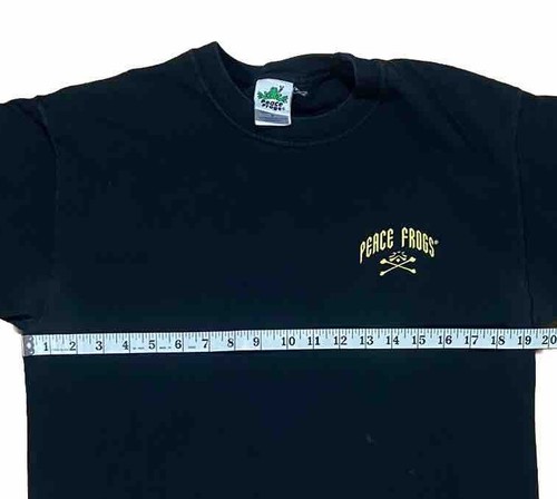 VTG Peace Frogs T-Shirt Black Short Sleeve Graphic Biker Choppers Sz M Retro - Picture 7 of 8