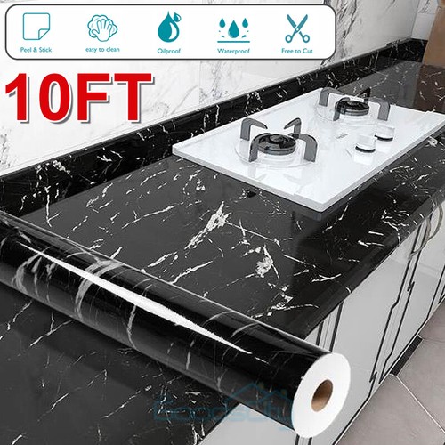 10FT Self Adhesive Marble Wallpaper Peel &Stick Contact Paper Kitchen Countertop - Picture 3 of 17