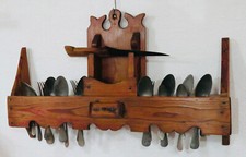 ÉTAGÈRE À COUVERTS, ART POPULAIRE ARIÉGEOIS XIX°