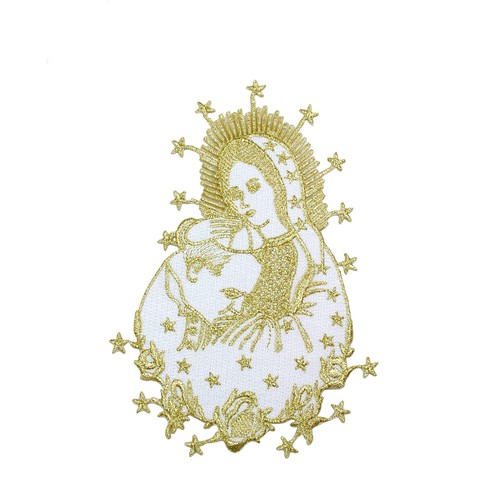 Baptism Virgin Mary Pope Embroidered Patch Applique Silver Gold Santa Maria Papa - Picture 6 of 24