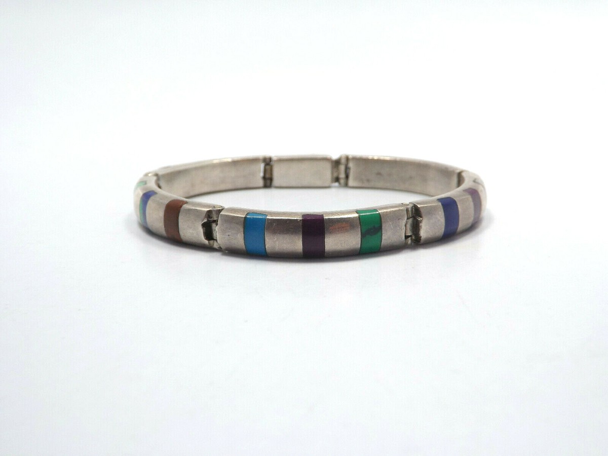 【 mexican　jewelry　925 】 Taxco Mexican 925 Sterling Silver Cylinder Chain Bracelets