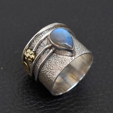 Natural Blue Labradorite Ring 925 Sterling Silver Labradorite Handmade Ring-HR21