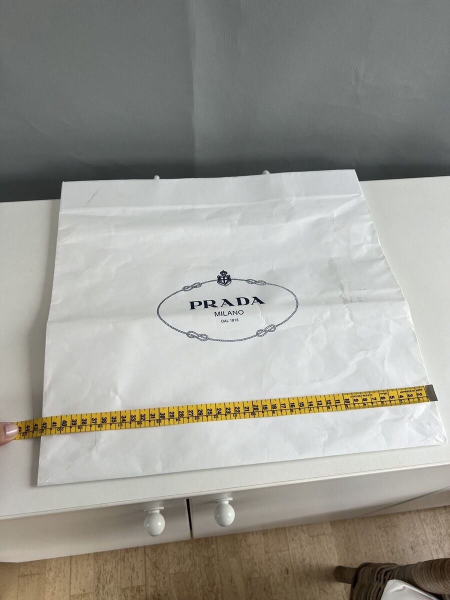 PRADA White Paper Black Shopping Bag 16,5*16 Inches Large | eBay PRADA White Paper Black Shopping Bag 16,5*16 Inches Large | eBay
