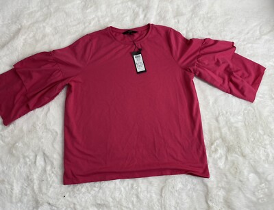 Vera Moda Fuschia Ruffle Sleeve Top