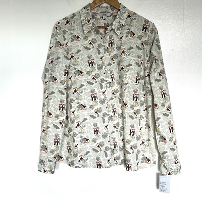 Croft & Barrow Women s Shirt XL Toucan Bird Button Up Long Sleeve Collar Top NWT