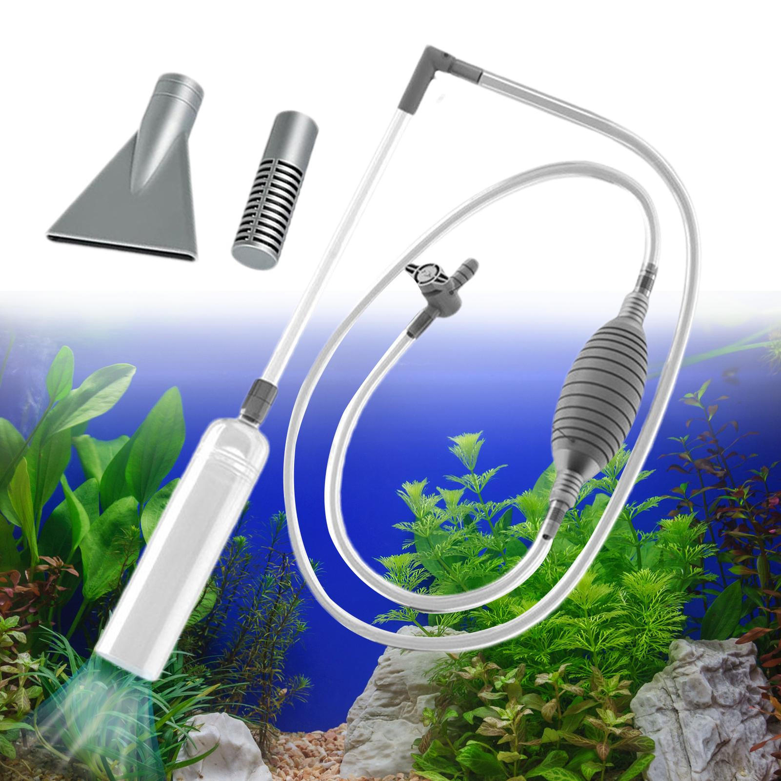 Aquarium Fish Tank Pump Clean Vacuum Siphon Water Change Gravel Cleaner