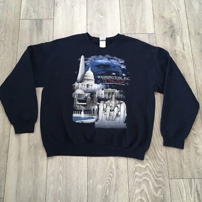 Vintage Smithsonian Institution Sweatshirt Herren Large blau USA Grafik Museum