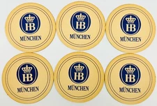 (6) Vintage 1980’s Hofbrau Munchen HB Beer Coasters German Brewery Collectible