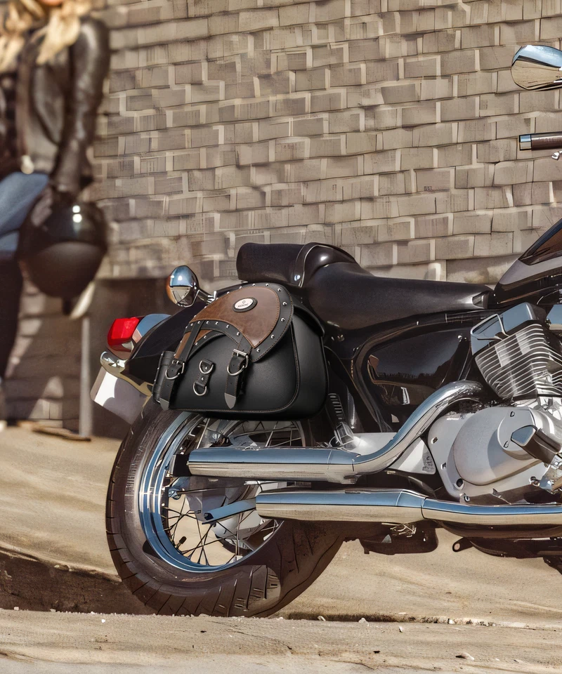 35L Large Motorcycle PU Leather Saddlebags Waterproof For Harley Dyna Low Rider - Изображение 3 из 4