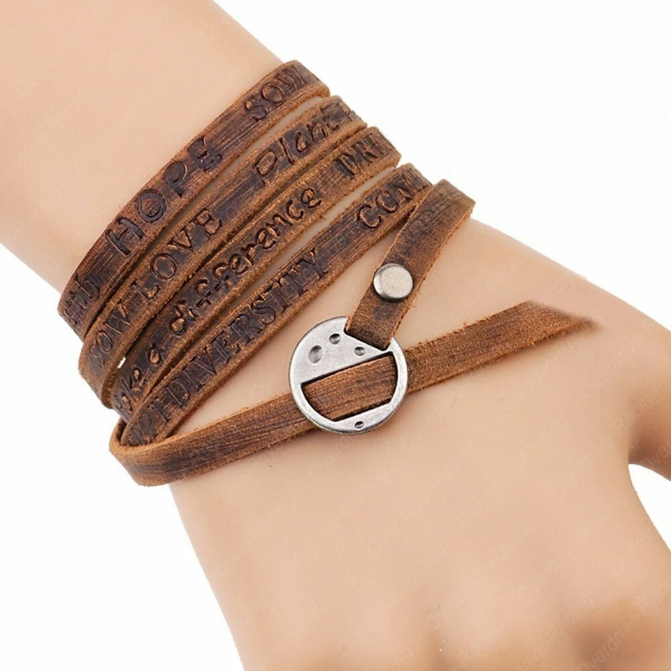 Damen Herren Armband Schriften Herrenarmband Wickelarmband Surferarmband - Bild 2 von 3