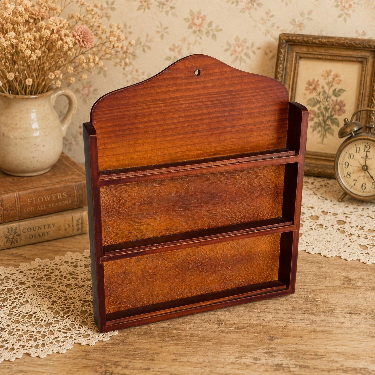 Vintage Wooden Mini Display Shelf Wall Hanger Wood Miniature Cottagecore Decor