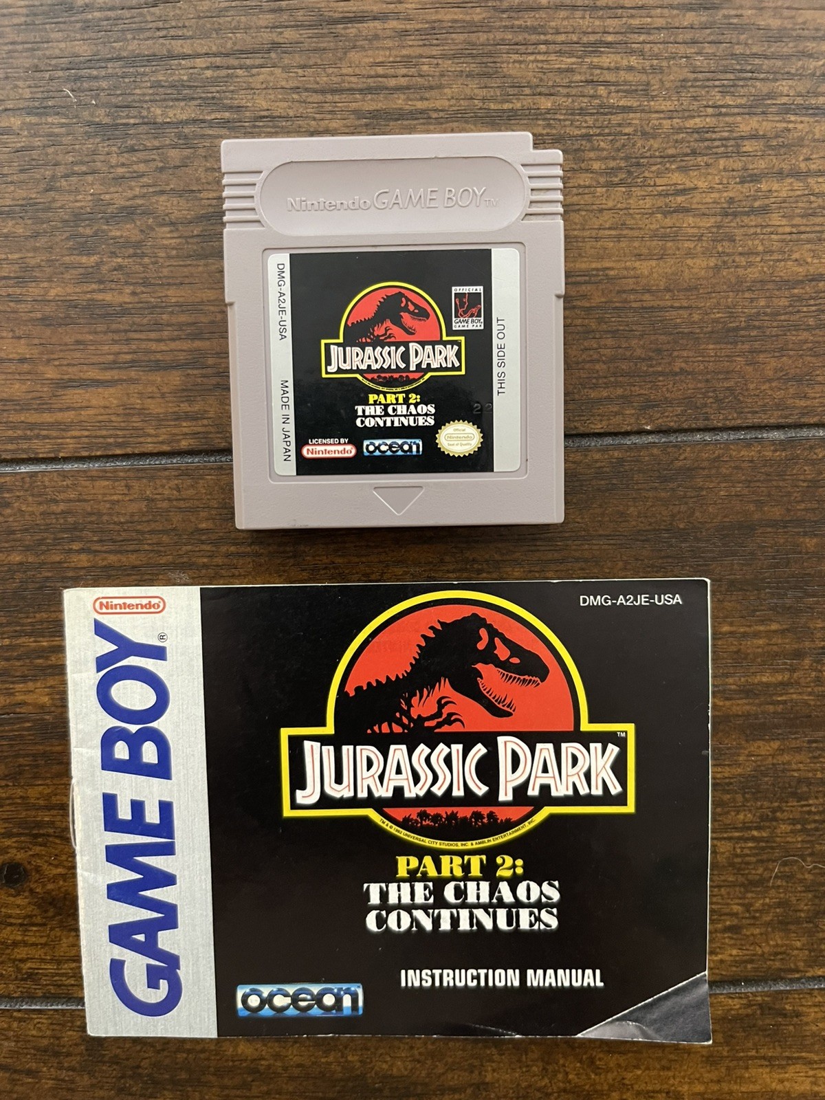 Jurassic Park Part 2: The Chaos Continues (Nintendo Game Boy) w/ Manual - Tested