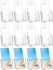 Brochure Holder Stand, 12 Pack 4 in Acrylic Pamphlet Display Stand Card Holder