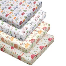 4 Pcs Farm Animals Crib Sheet Set Newborn Bedding Nursery Baby Sheets for Gir...