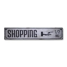 Shopping Mileage, Custom Location - Rustic Distressed Wood Sign