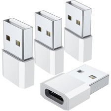 USB C Female to Male Adapter 4-Pack , Type C Charging Cord Connect White