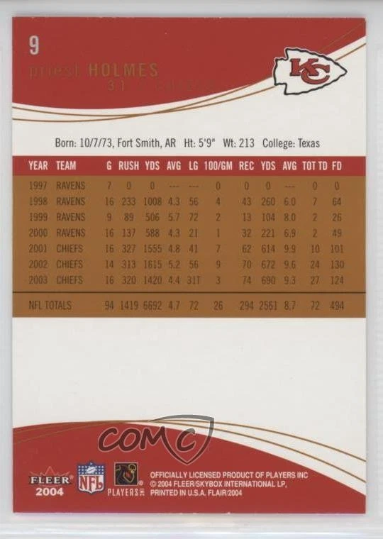 2004 Flair Priest Holmes #9 - Image 2 of 2