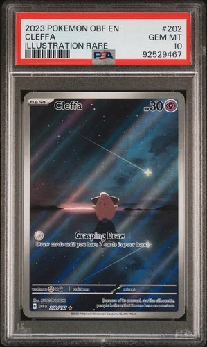 2023 POKEMON OBF EN-OBSIDIAN FLAMES ILLUSTRATION RARE #202 CLEFFA PSA 10
