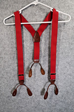 Vintage CAS West Germany Red Leather Suspenders One Size Adjustable