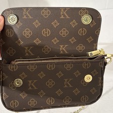 Designer Luxury Women'Ss Bags Shoulder Purse Handbag-Brown Gold Accents-Vtg Styl 5