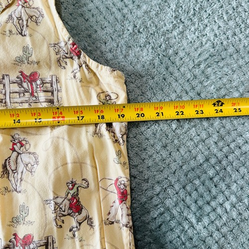 Bit & Bridle Butter Yellow Button Down Cowboy Rodeo Print Tank Top L Colorful - Picture 5 of 5