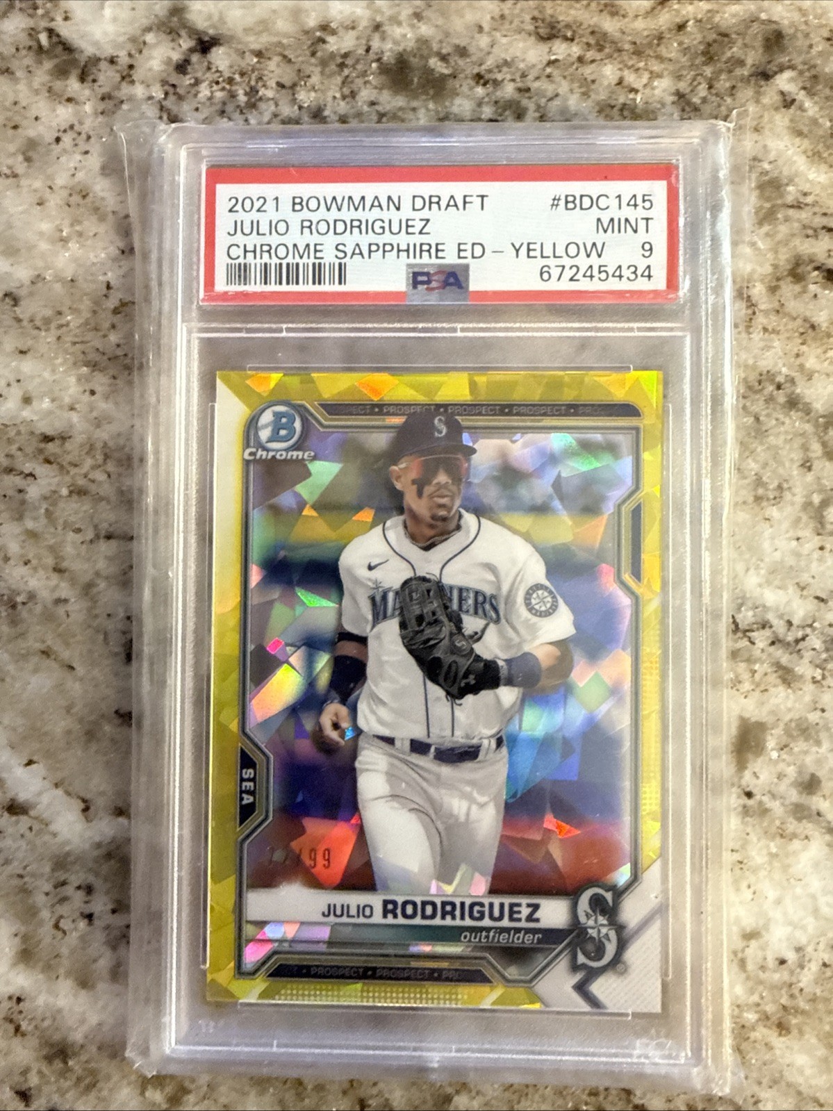 2021 Bowman Chrome Draft Sapphire Edition - Julio Rodriguez #BDC-145 Yellow /99